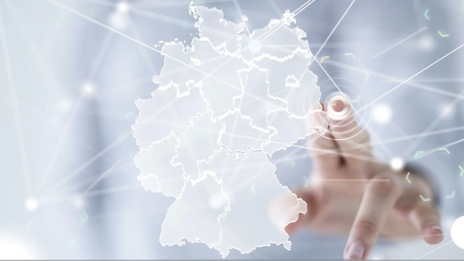 Bundesländer mit einer Hand und mehreren Linien